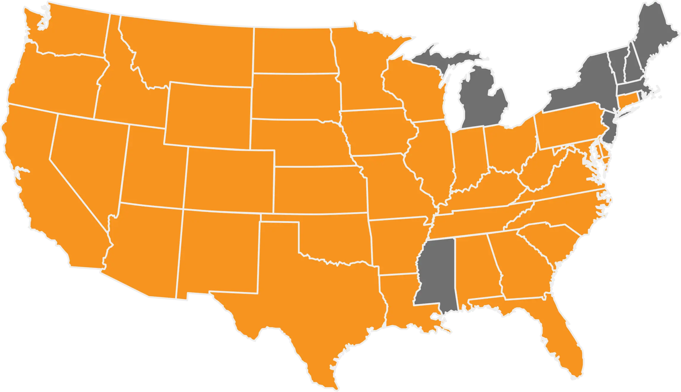Pacific Crest Services service footprint across 39 states.