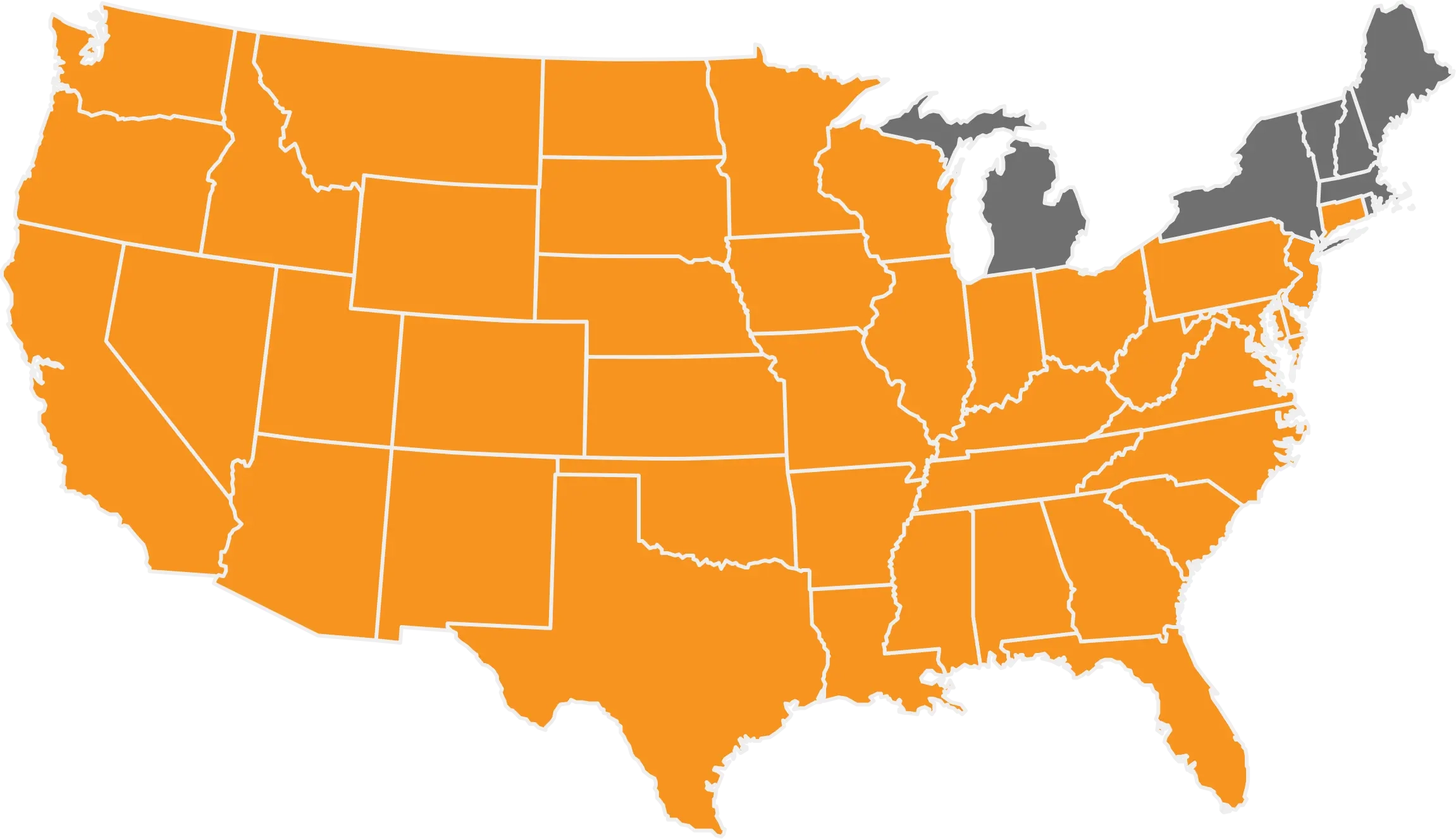 Pacific Crest Services service footprint across 41 states.